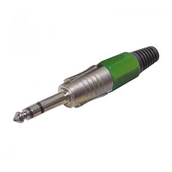Klinkenstecker 6,3 mm Stereo, Farbe Grün, Lötanschluss